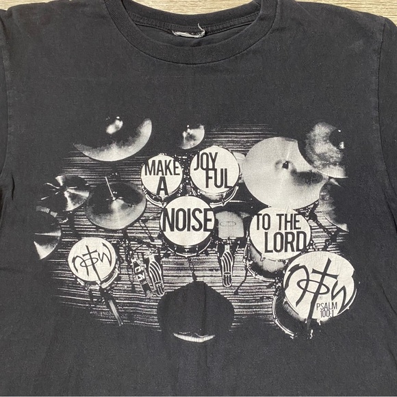 Vintage Y2K Not of This World Psalms Jesus T Shirt Drummer Size Medium Mens - Picture 2 of 13